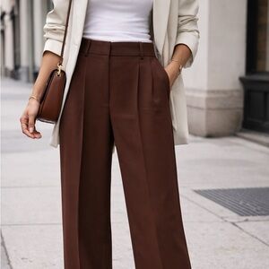 Aritzia Wilfred Chocolate Brown Tailored Trousers Size 8